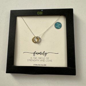 New Cai Family Necklace Sterling Silver 2 Rings H10